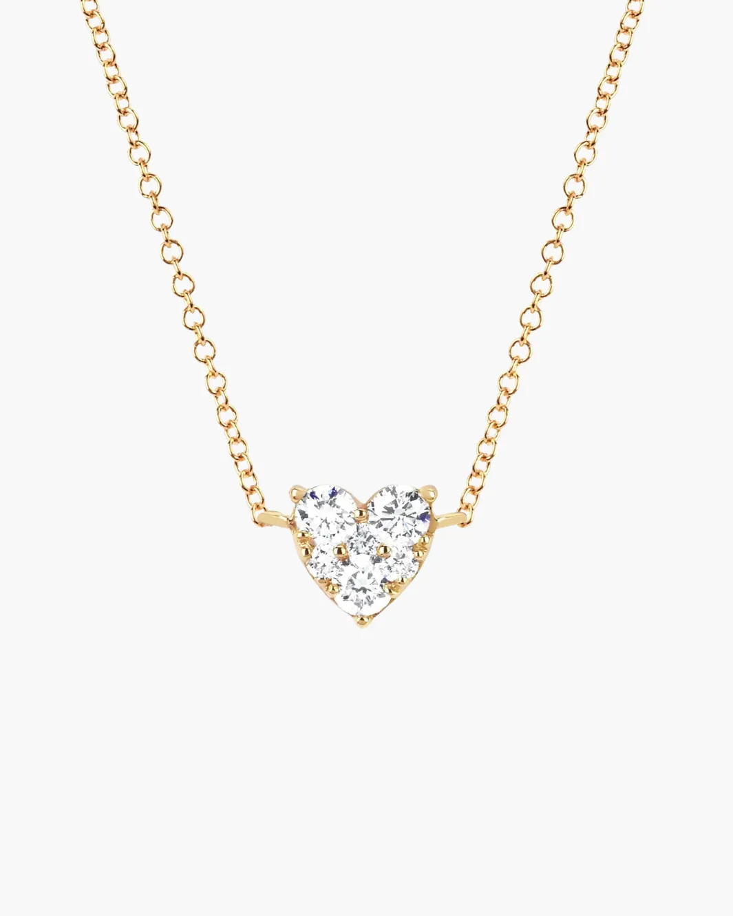 FULL CUT DIAMOND HEART CHOKER NECKLACE IN GOLD