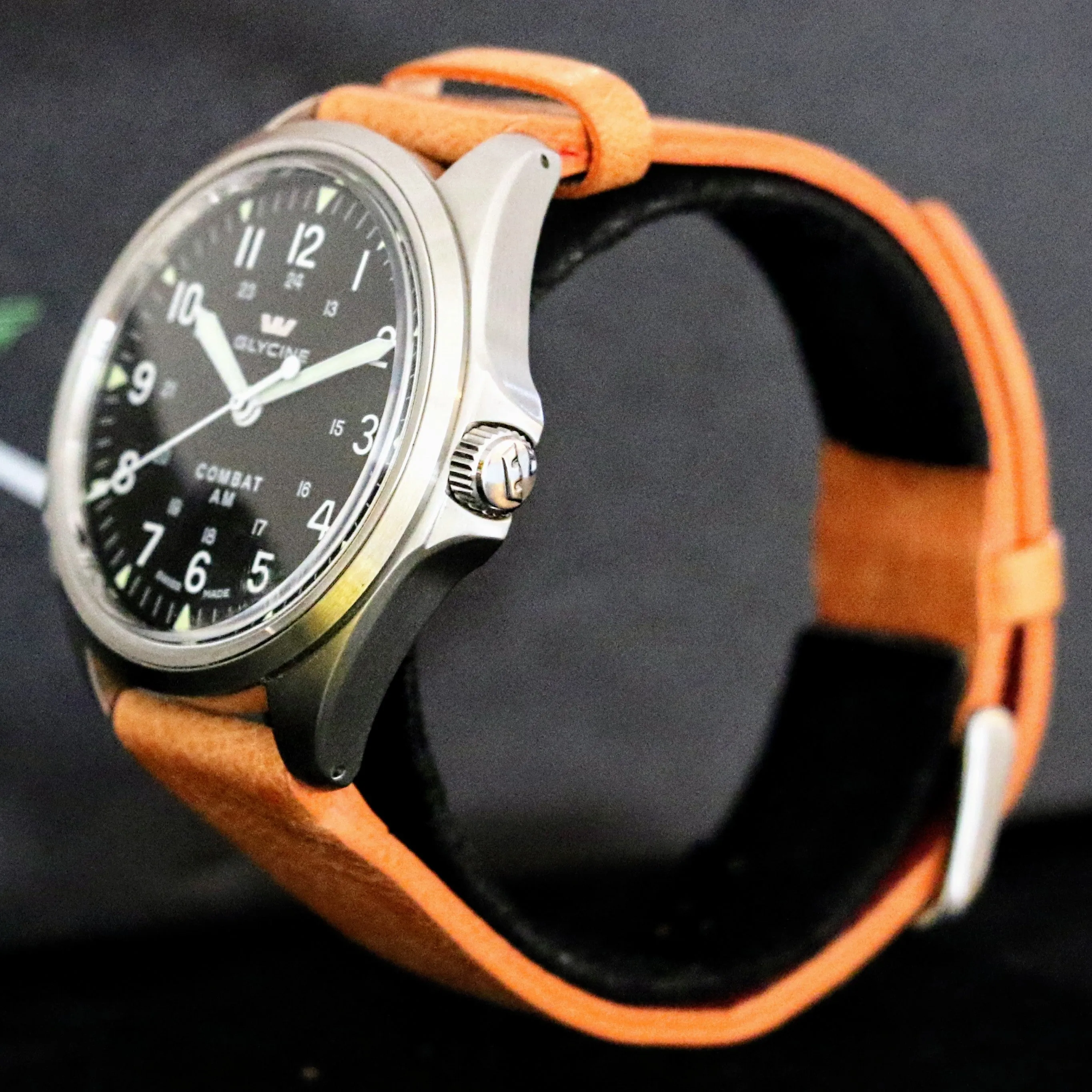 GLYCINE Combat AM Automatic Watch Ref GL0239 DEMO UNIT NEAR NOS! 2 STRAPS