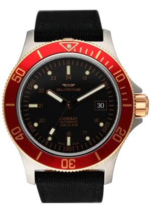 Glycine Combat Sub 3908 Black Dial Mens Watch Box & Papers