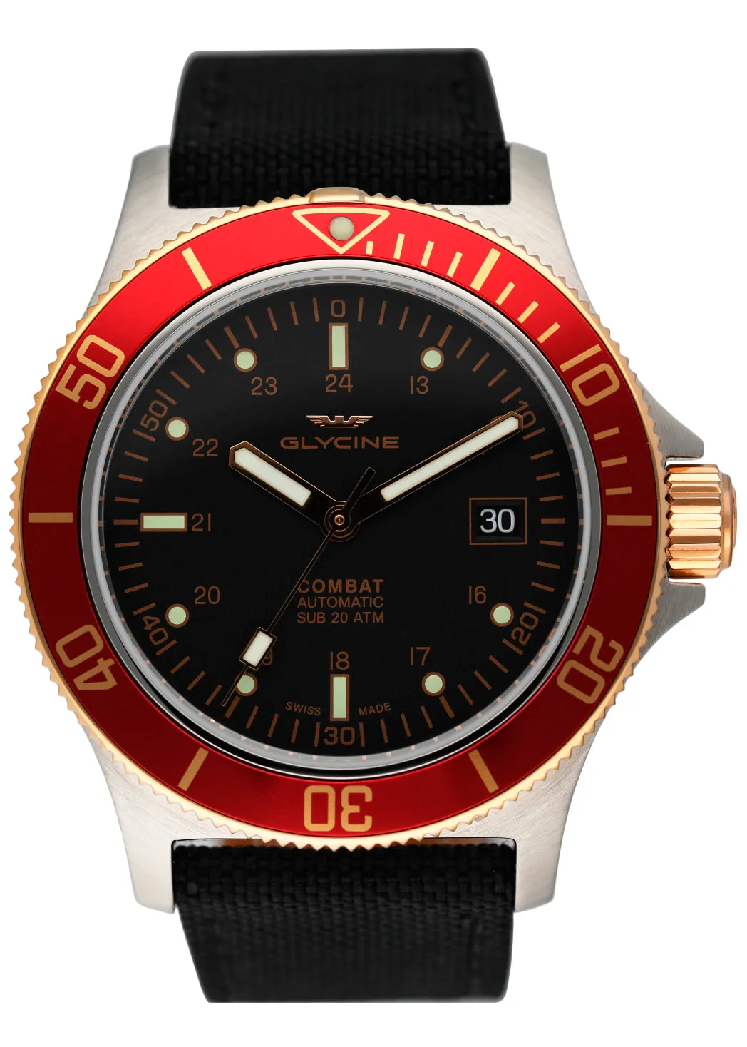 Glycine Combat Sub 3908 Black Dial Mens Watch Box & Papers
