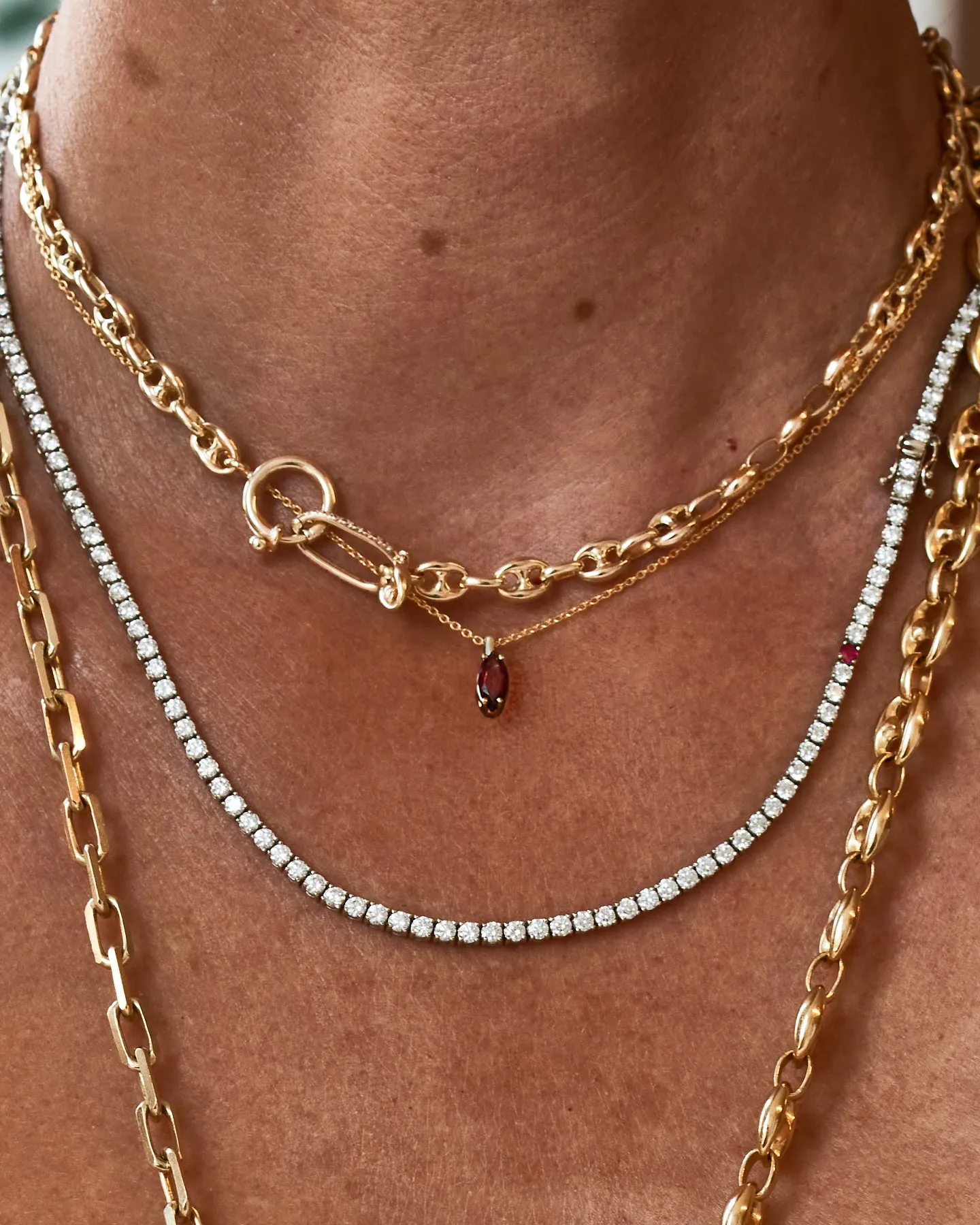 Gold & Diamond Mariner Pave-Link Chain Necklace