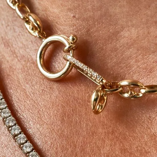 Gold & Diamond Mariner Pave-Link Chain Necklace