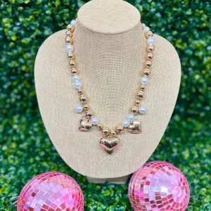 Gold and Pearls Heart Necklace