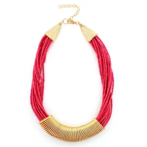 GOLD FUCHSIA BEAD NECKLACE  #FW1404327 (OA22/28W)