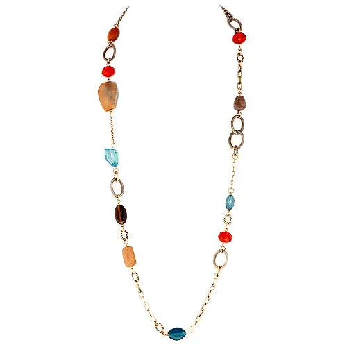 GOLD-MULTI MULTI BEAD GOLD CHAIN LONG NECKLACE  #SC30631-1_G-MLTI-OX (MF13/R-GH1-2)