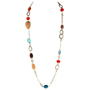 GOLD-MULTI MULTI BEAD GOLD CHAIN LONG NECKLACE  #SC30631-1_G-MLTI-OX (MF13/R-GH1-2)