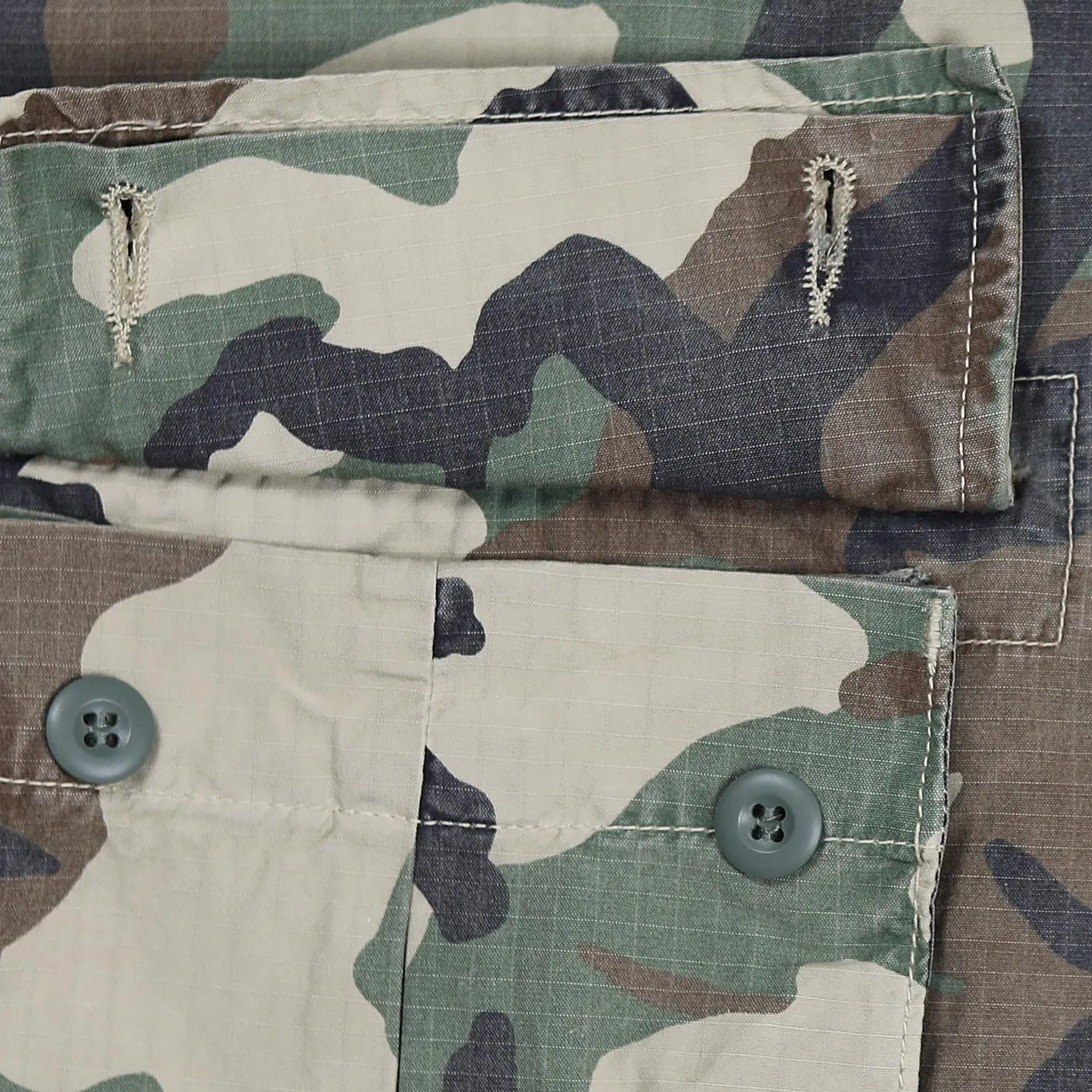 Green Washed Cotton Fatigue Camouflage Jacket
