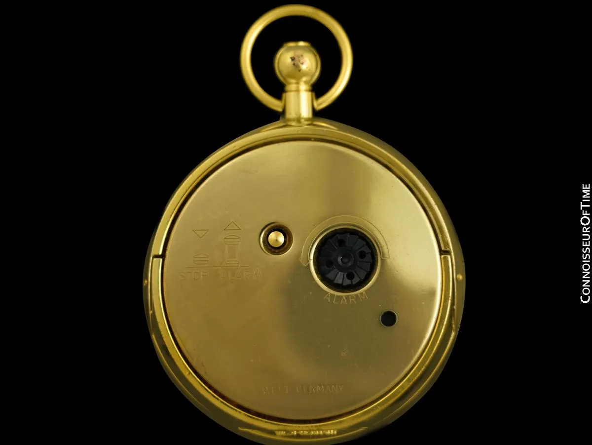 Gumps 18K Gold Plated Alarm Clock Pocket Watch - Owned & Used By Jerry Lewis