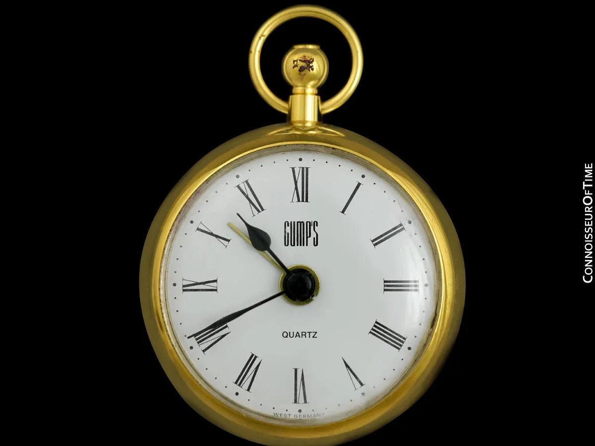 Gumps 18K Gold Plated Alarm Clock Pocket Watch - Owned & Used By Jerry Lewis