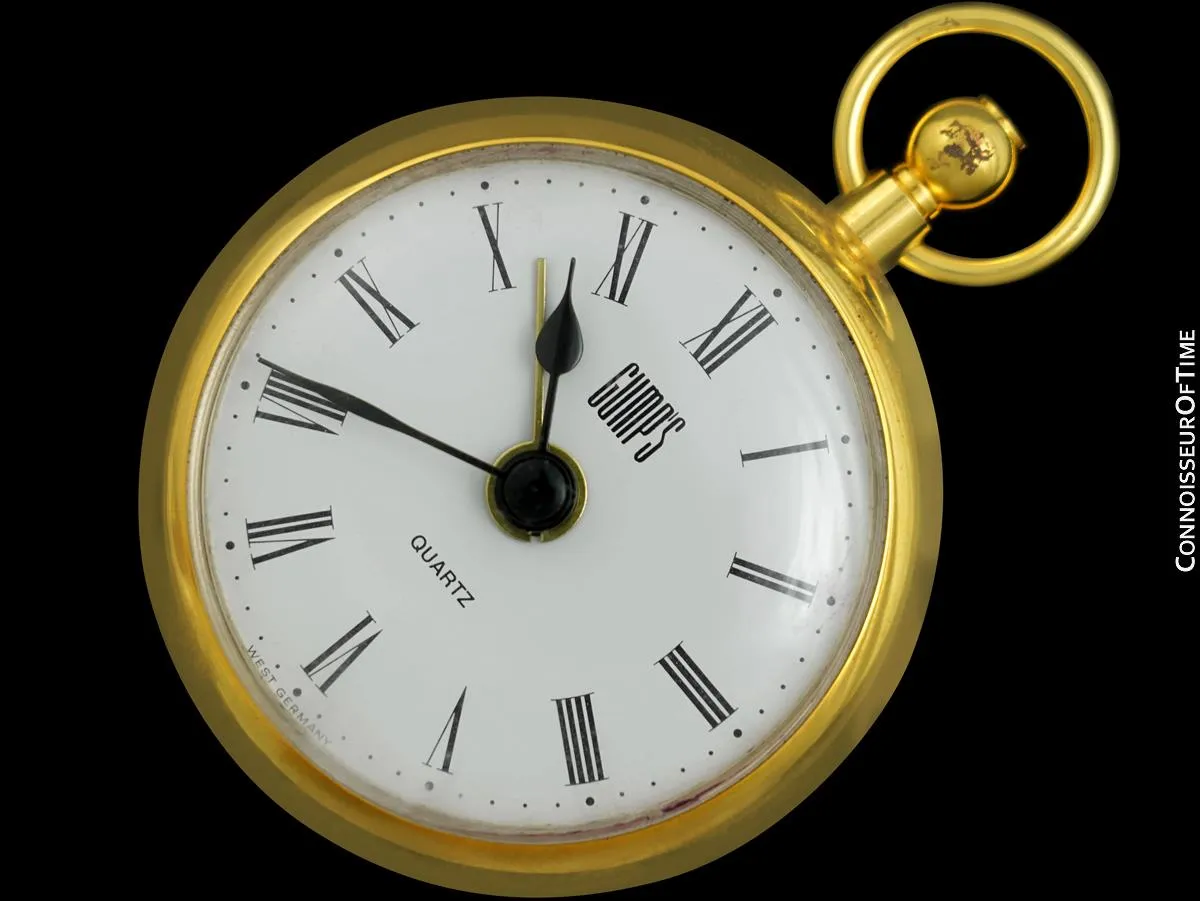 Gumps 18K Gold Plated Alarm Clock Pocket Watch - Owned & Used By Jerry Lewis