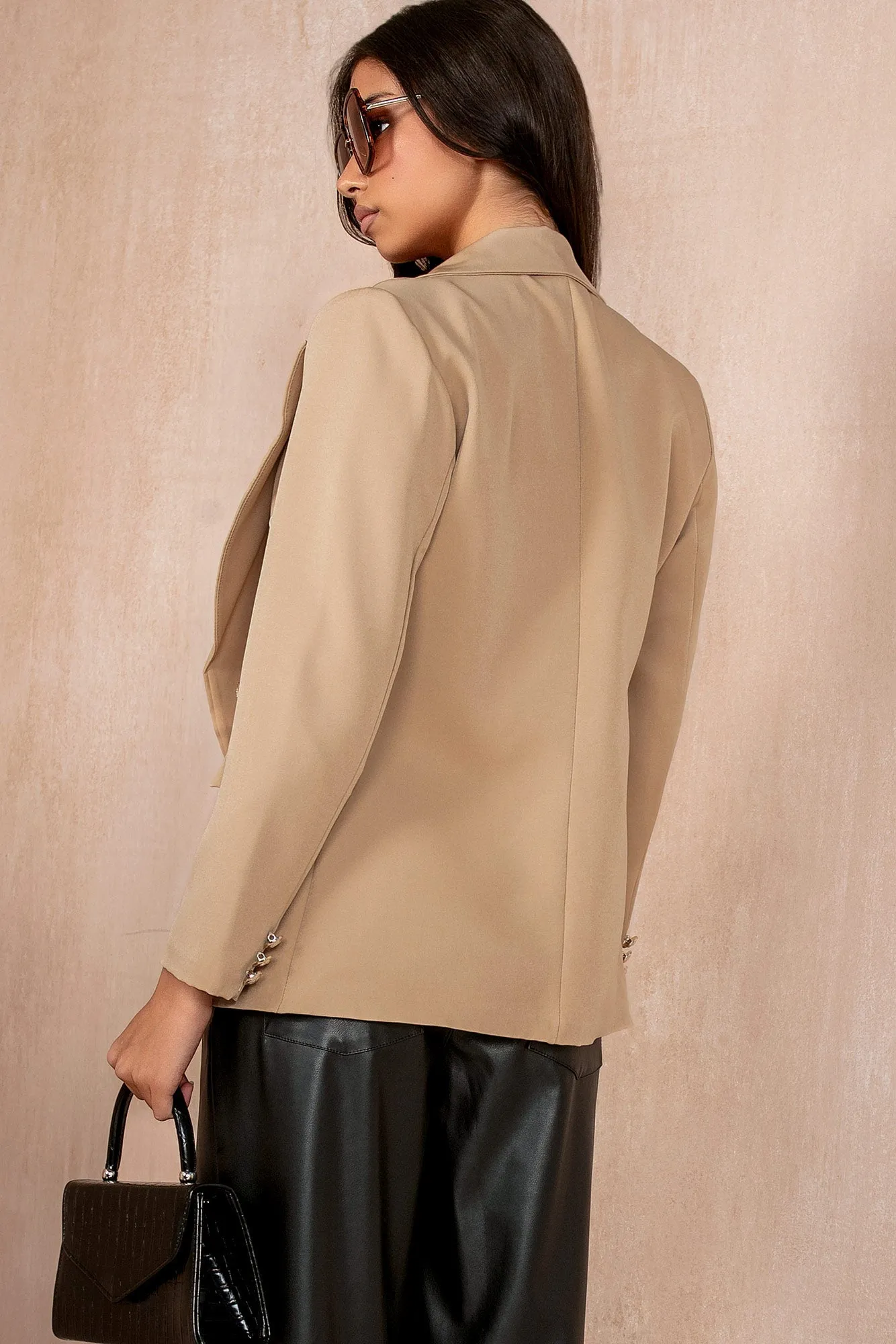 Haddie Camel Button Detail Blazer