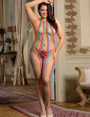 Halter Sexy Backless Colorful Hollow Out Bodystocking