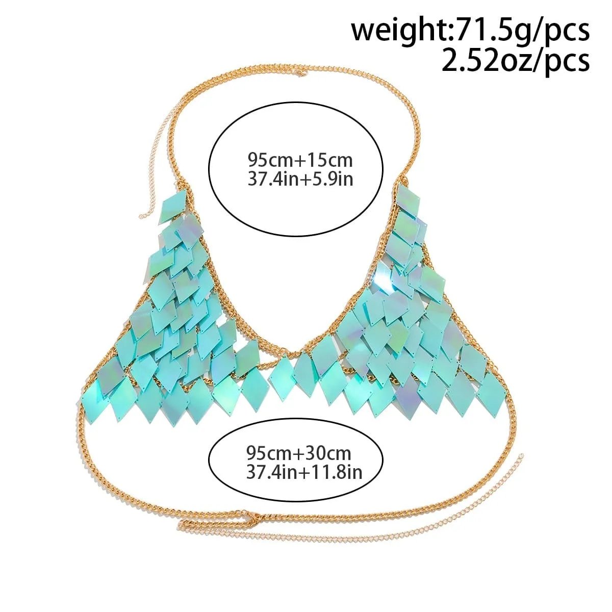 Handmade Colorful Rhombic Squamous Backless Sequin Bra