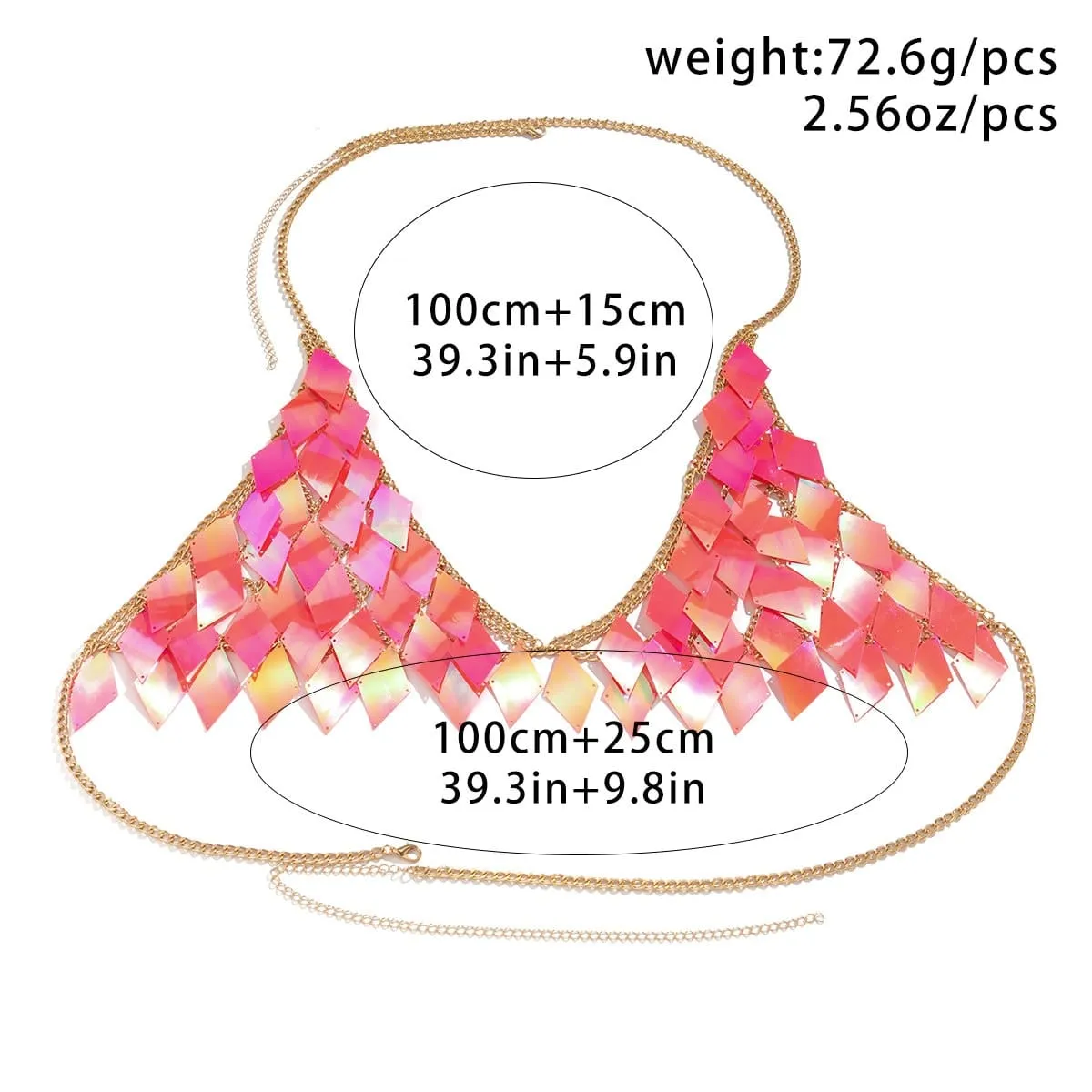 Handmade Orange Rhombic Squamous Backless Sequin Bra