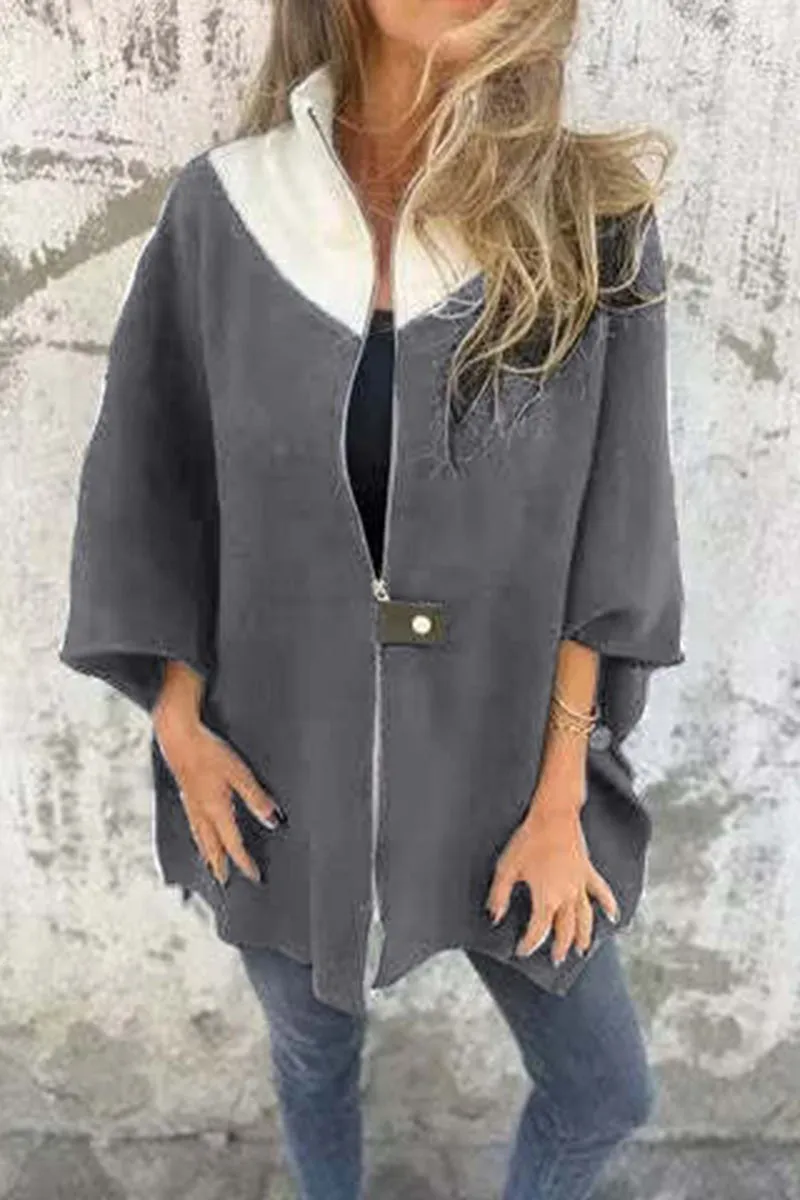 HCS1245 Zip-Up Cape Coat Outerwear