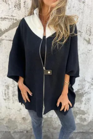 HCS1245 Zip-Up Cape Coat Outerwear