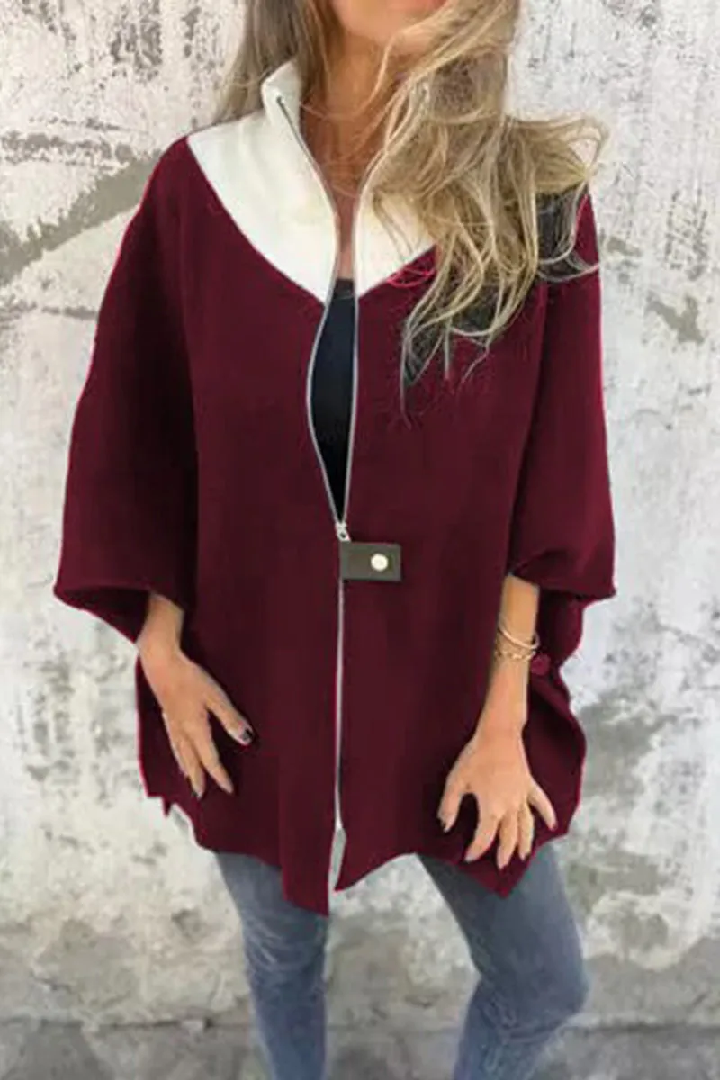 HCS1245 Zip-Up Cape Coat Outerwear