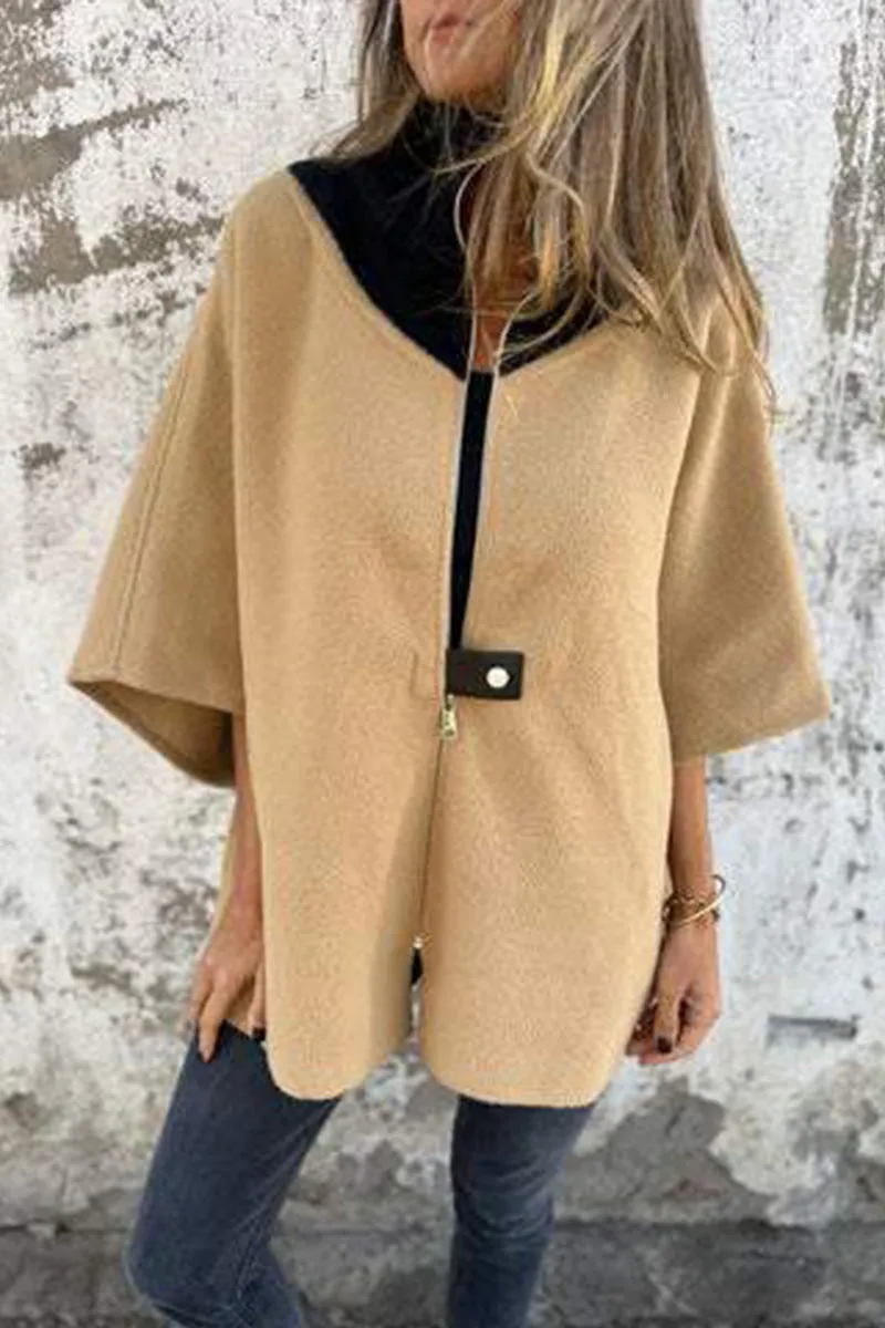 HCS1245 Zip-Up Cape Coat Outerwear