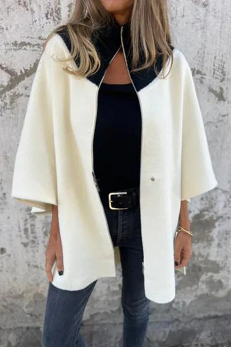HCS1245 Zip-Up Cape Coat Outerwear