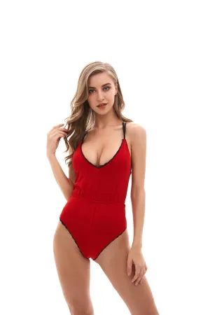 Hollow Out Crotchless 1 Piece Womens Dress Lace Fishnet Teddies - Sleepwear Lingerie Bodysuits