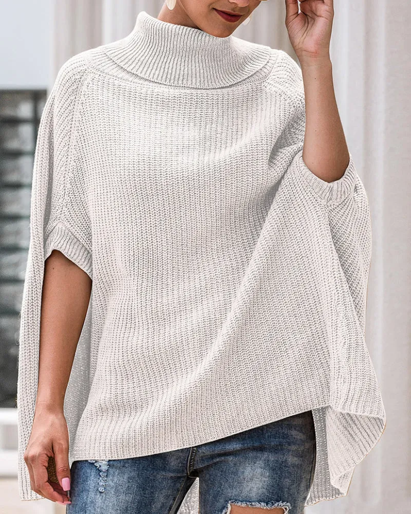 Hollow-out High-collared Capes Sweaters Outerwear