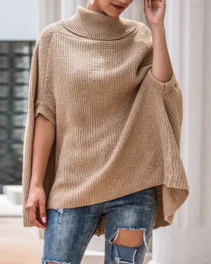 Hollow-out High-collared Capes Sweaters Outerwear