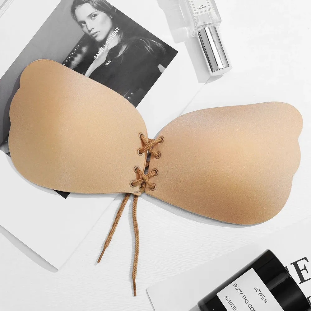 Invisible Strapless Adhesive Push-Up Bra - Seamless Silicone Bralette for Backless Dresses and Tops