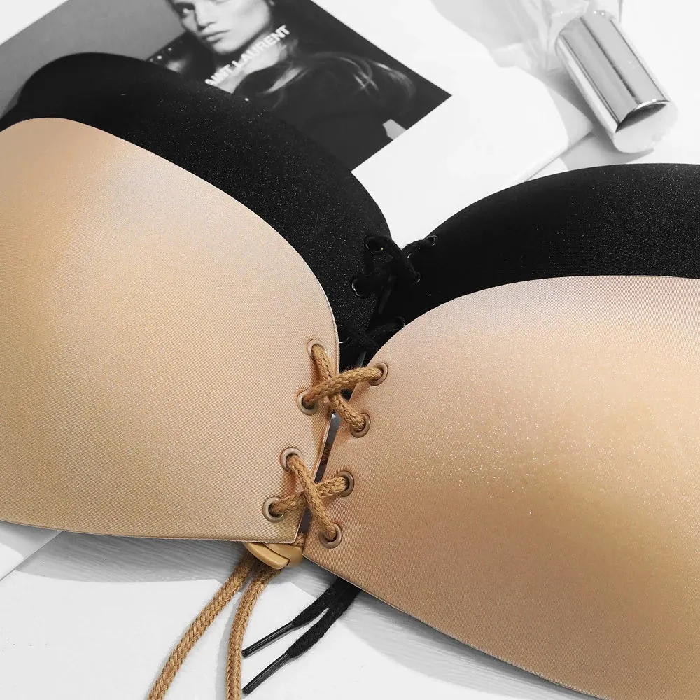 Invisible Strapless Adhesive Push-Up Bra - Seamless Silicone Bralette for Backless Dresses and Tops
