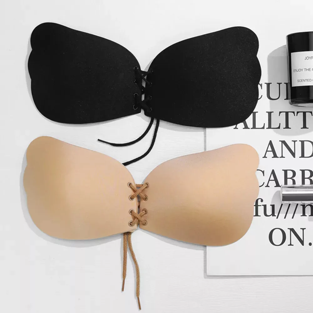 Invisible Strapless Adhesive Push-Up Bra - Seamless Silicone Bralette for Backless Dresses and Tops