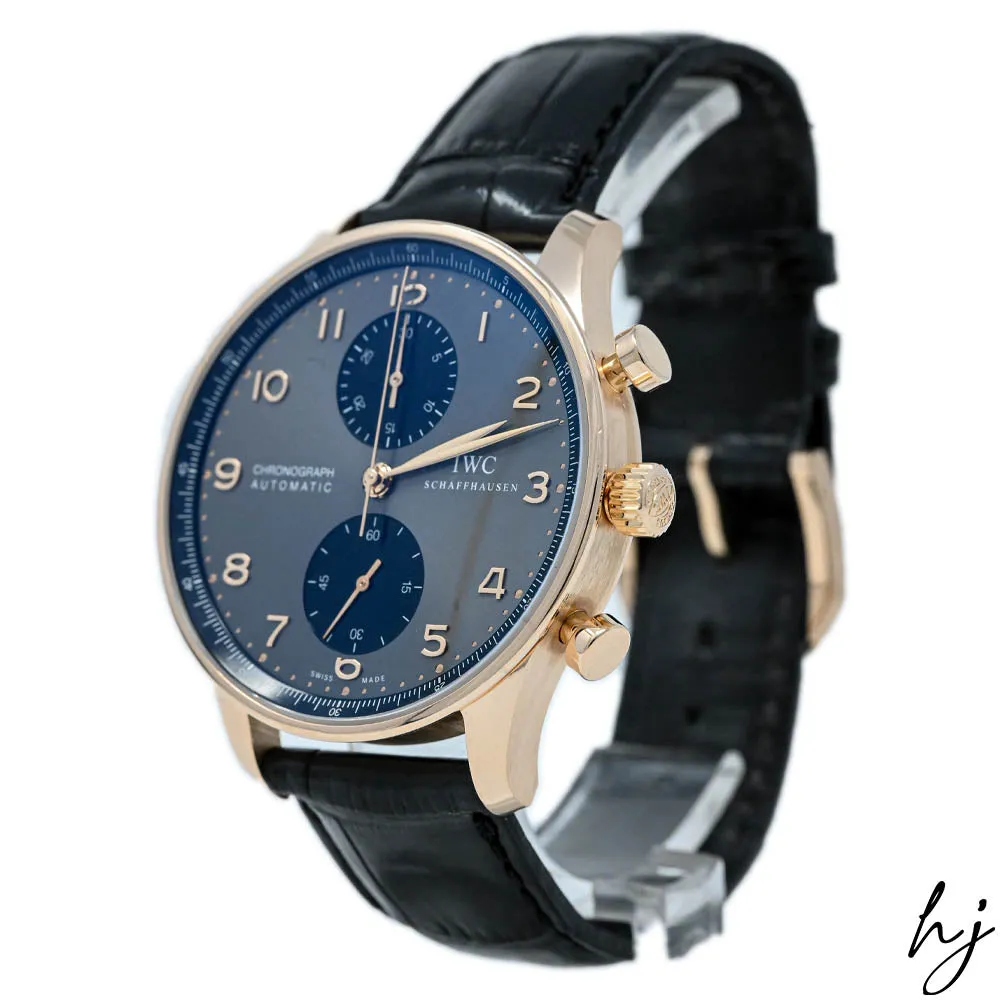 IWC Men's Portugieser Chronograph 18K 5N Gold Case 40mm Slate Arabic Dial Watch Reference #: IW371482