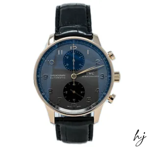 IWC Men's Portugieser Chronograph 18K 5N Gold Case 40mm Slate Arabic Dial Watch Reference #: IW371482