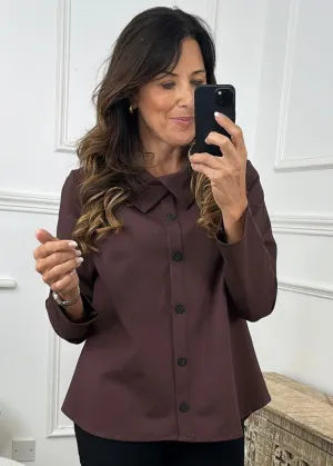 Janette Brown Button Detail Top