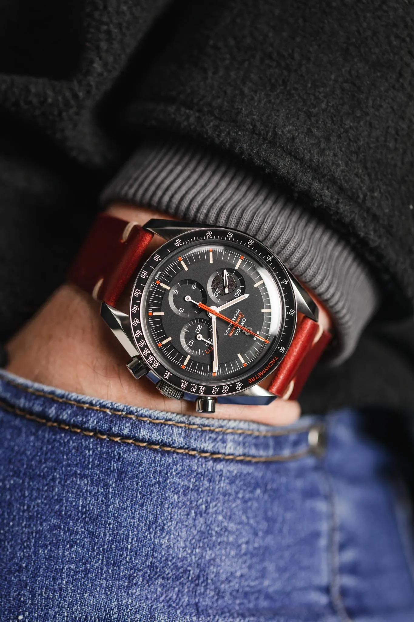 JPM Italian Shell Cordovan Watch Strap in RED