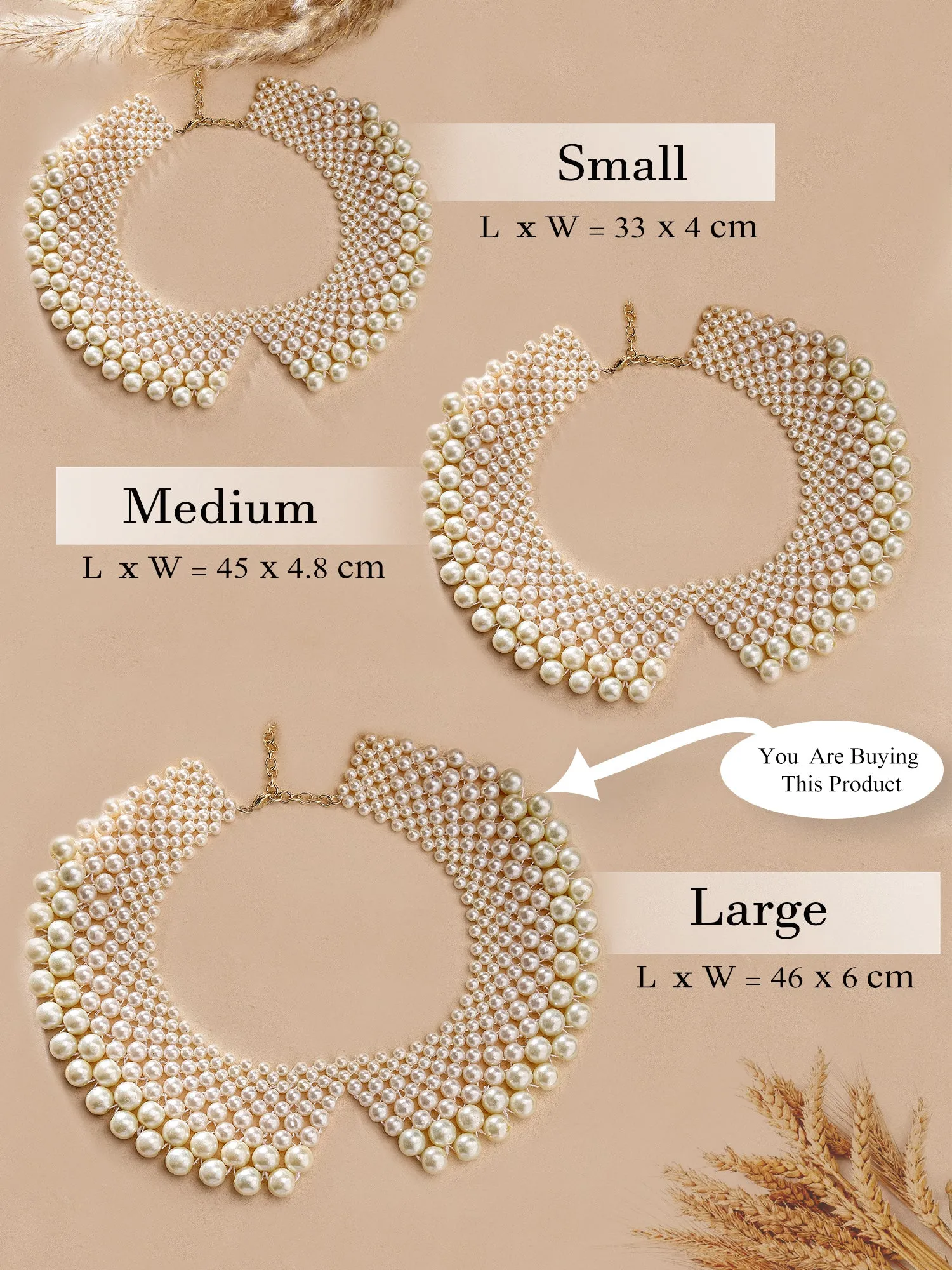 KARACART White Pearl Beaded Collar Necklace for Women