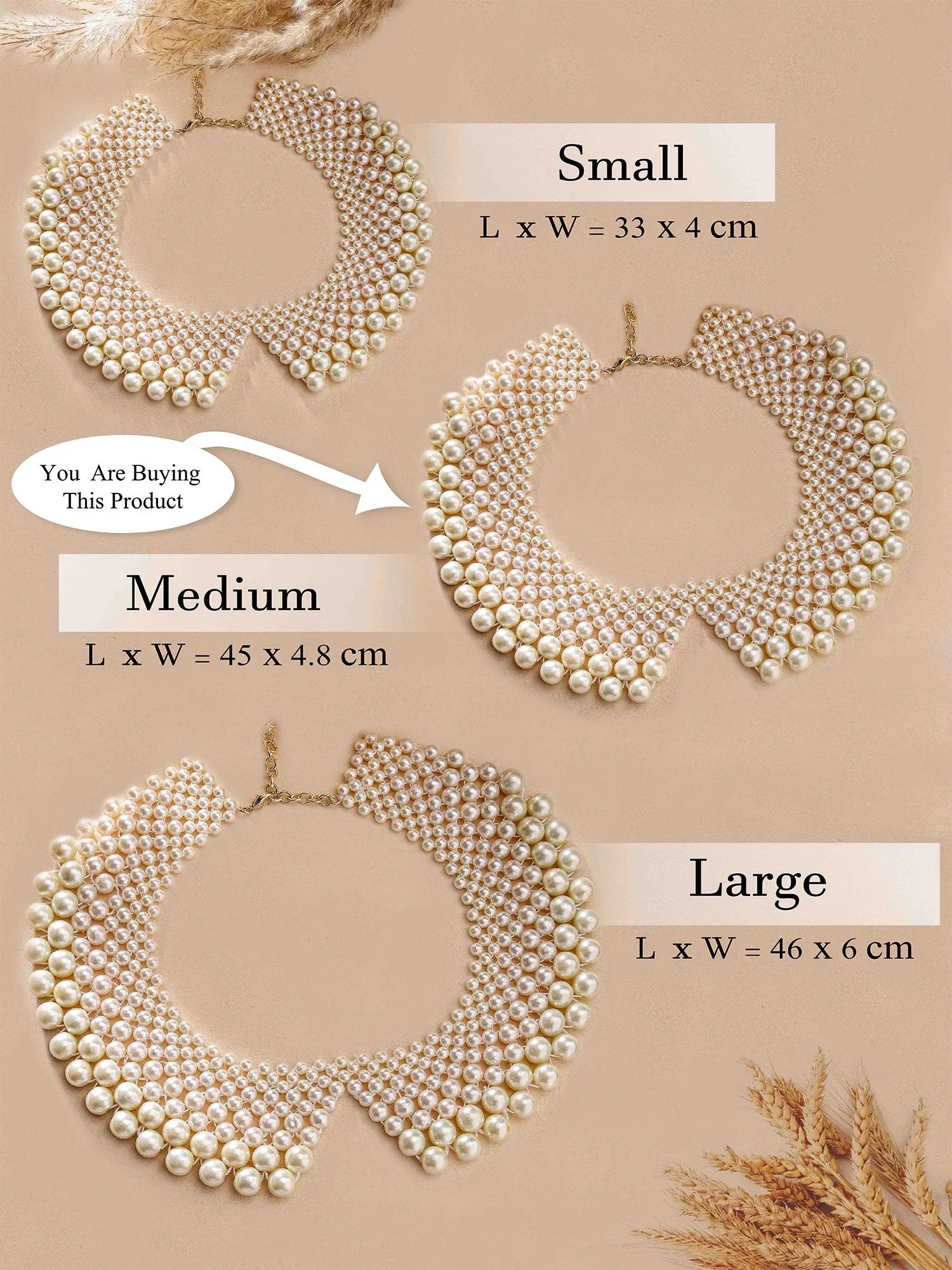 KARACART White Pearl Beaded Collar Necklace for Women