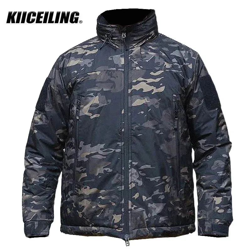 KIICEILING L7 Bomber Tactical Jackets For Men With Hood Winter Warm Waterproof Windbreakers Male Down Parkas Women Coats
