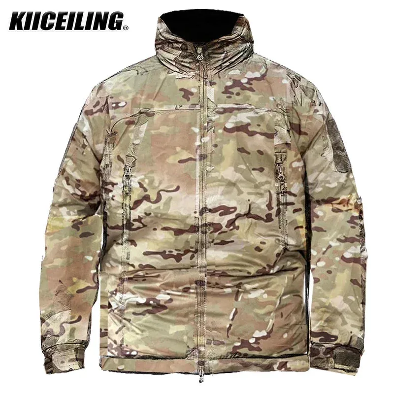 KIICEILING L7 Bomber Tactical Jackets For Men With Hood Winter Warm Waterproof Windbreakers Male Down Parkas Women Coats