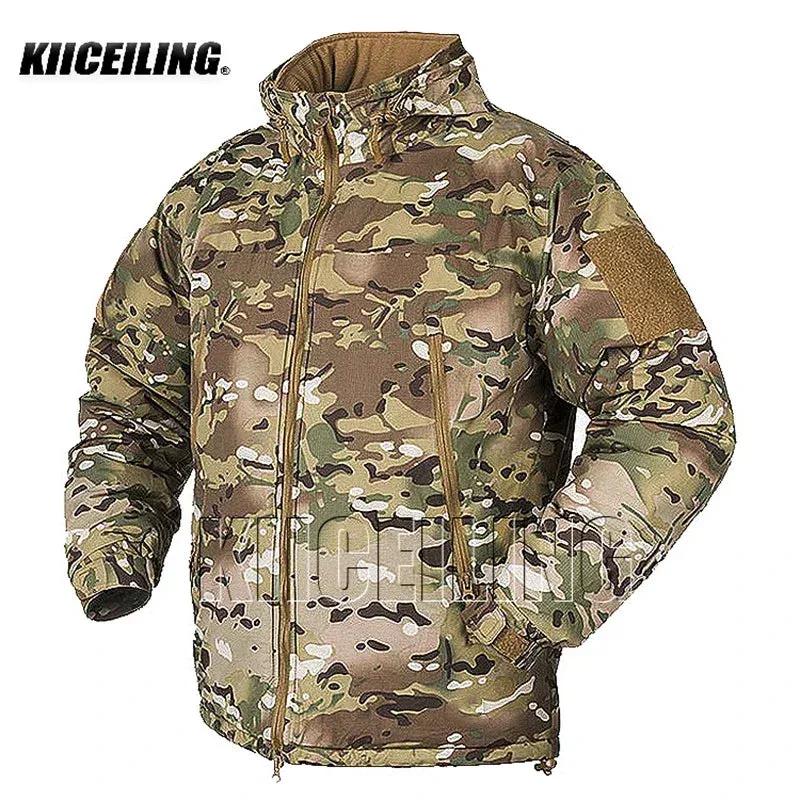 KIICEILING L7 Bomber Tactical Jackets For Men With Hood Winter Warm Waterproof Windbreakers Male Down Parkas Women Coats