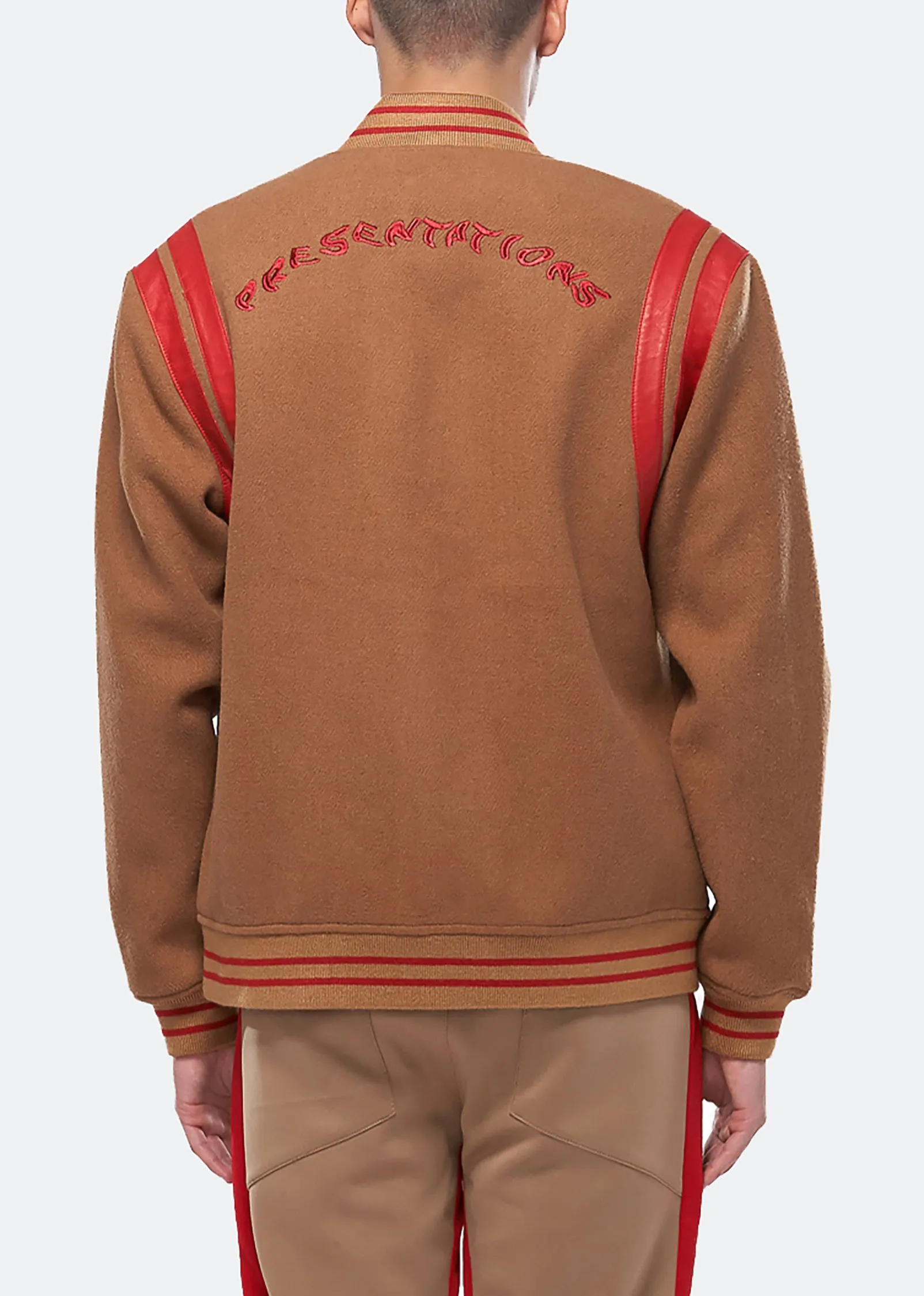 Konus Men's Wool Blend Varsity Jacket in Camel