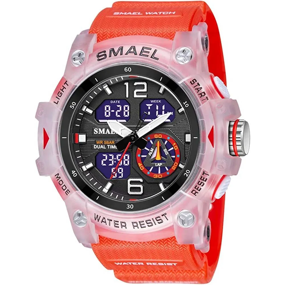 KXAITO Men's Analog Sports Watch Military Watch Outdoor LED Stopwatch Digital Electronic Large Dual Display Waterproof Tactical Army Wrist Watches for Men 8007
