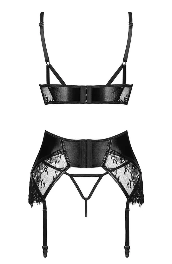 Lace & wet look lingerie set - Lyla