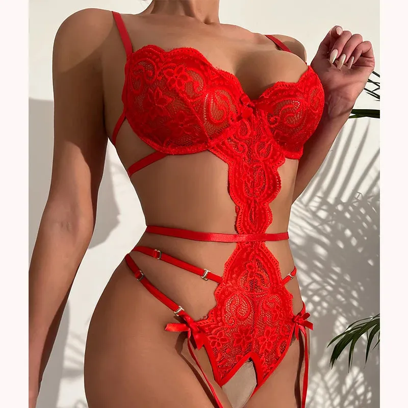 Lace Deep-V Bodysuit