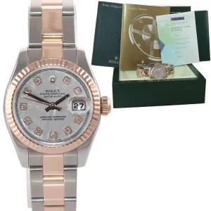 Ladies Rolex DateJust 179171 METEORITE DIAMOND Two-Tone ROSE GOLD Watch Box