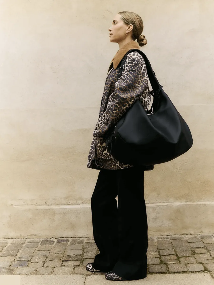 Leopard Printed Canvas Midi Jacket
