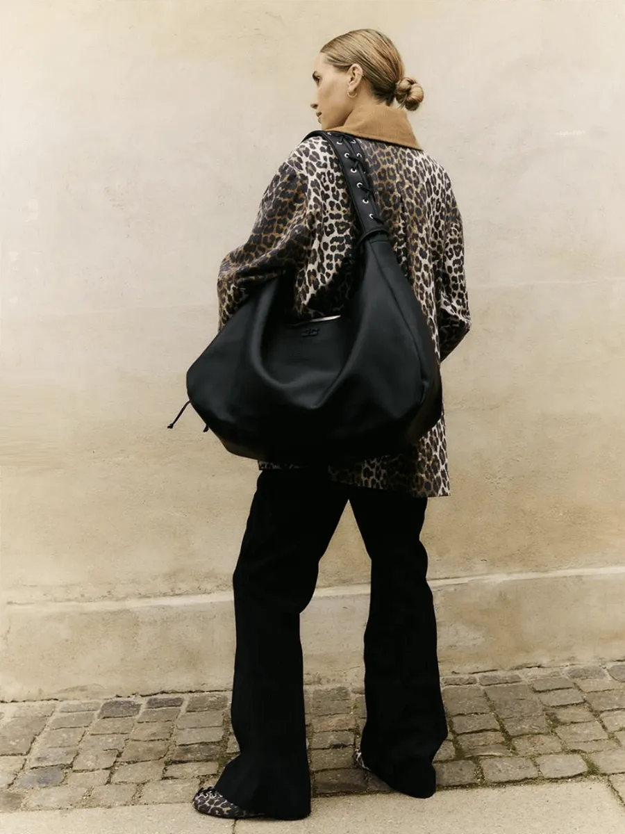 Leopard Printed Canvas Midi Jacket