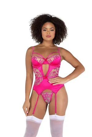 LI492 - 2PC Floral Gartered Bustier Set