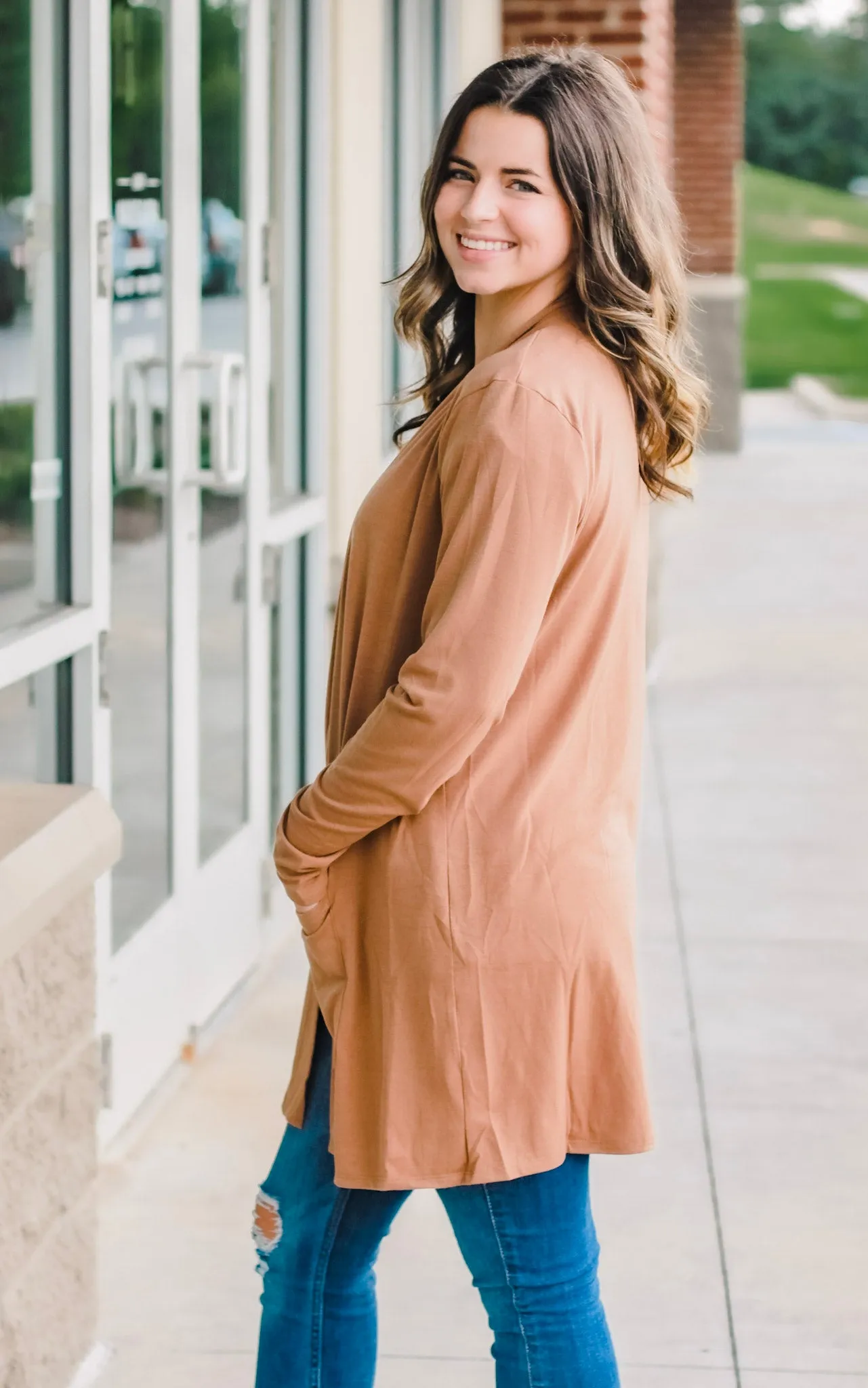 Lighter than Air Cardigan in Deep Camel