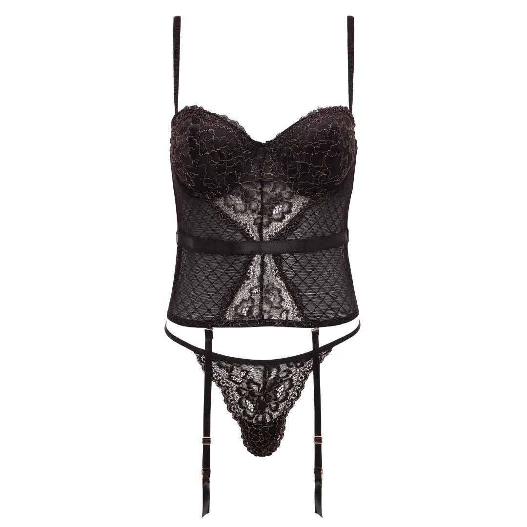 Lurex Lace Bustier with G String Set