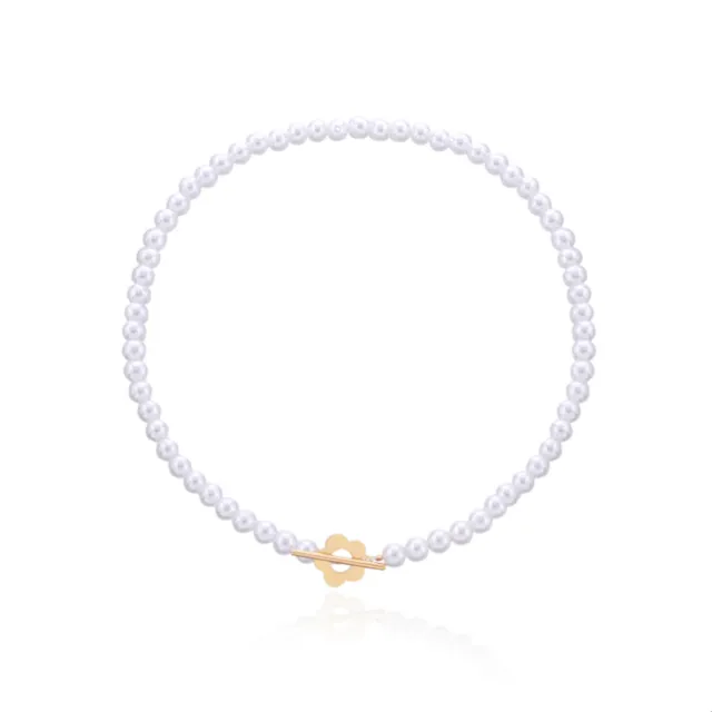 Luxury Black Crystal Bead Choker Necklace with Flower Lock for Women