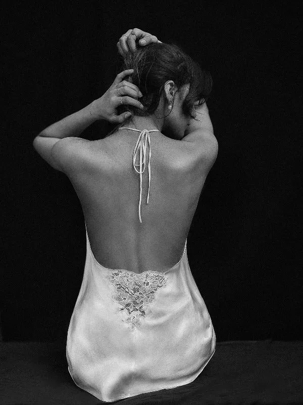 Manon, Satin camisole with french lace